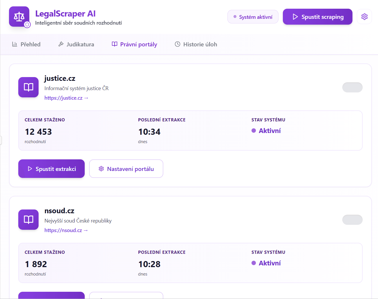 Justice Scraper - ukázka 1