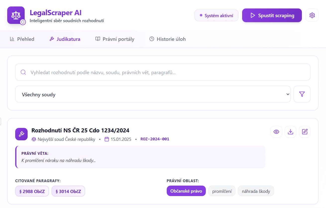 Justice Scraper - ukázka 2